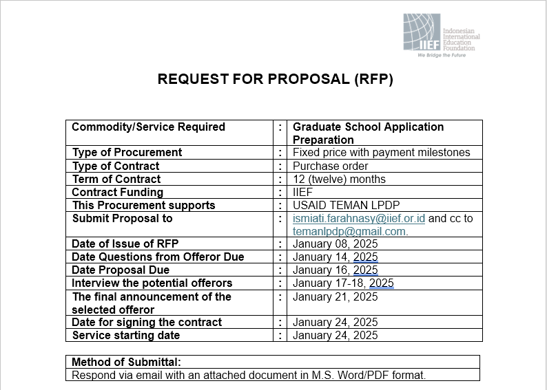 Request For Proposal Teman LPDP IIEF